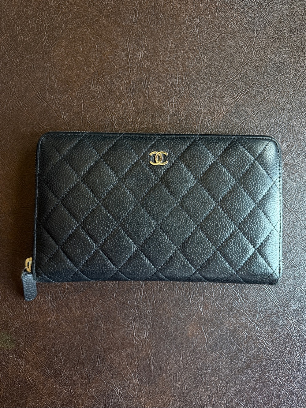 Chanel Caviar Quilted Large Zip Around Wallet